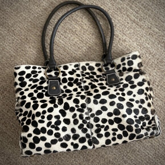 Boden Calf Hair Dalmation Print Leather Satchel - Picture 5 of 16
